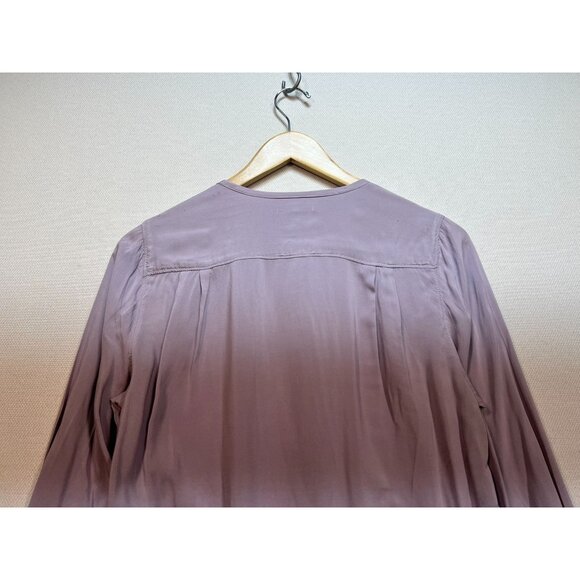 Gap Womens Long Sleeve Blouse Top Size M Mauve Ruffle Top Business Travel Chic - Picture 10 of 11